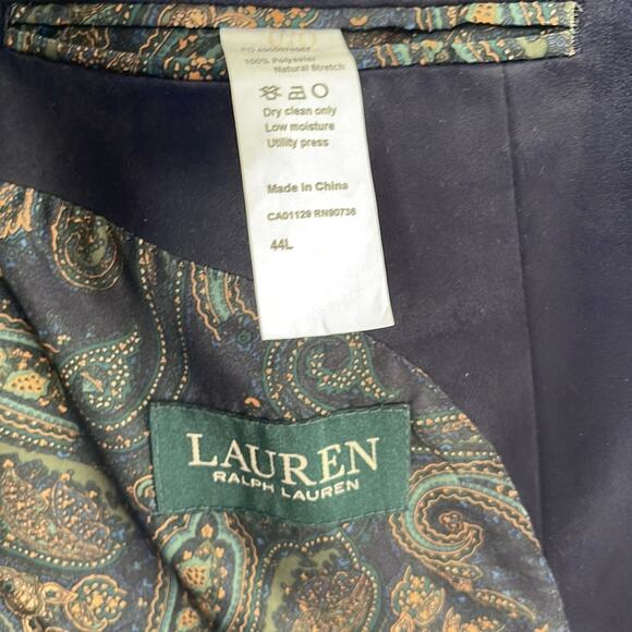 Lauren Ralph Lauren faux suede paisley lined two button single vent sport coat - Picture 6 of 7